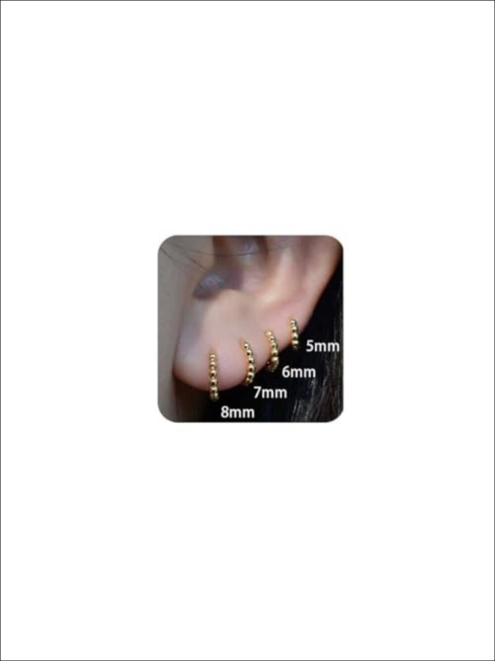 14k Gold Plated Huggie Hoop Earrings Small Bead Hoops Set of 4 Pairs